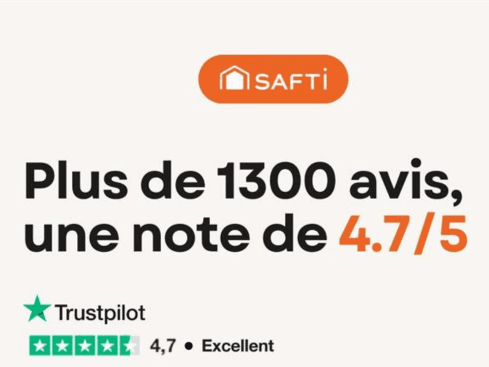 SAFTI sur Trustpilot : une belle reconnaissance de nos clients avec 1300 avis et une note de 4,7/5 !
